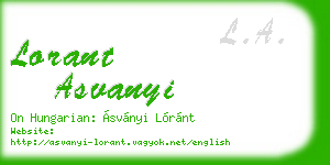 lorant asvanyi business card