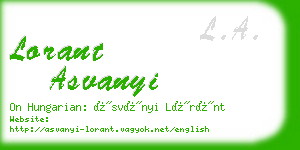 lorant asvanyi business card